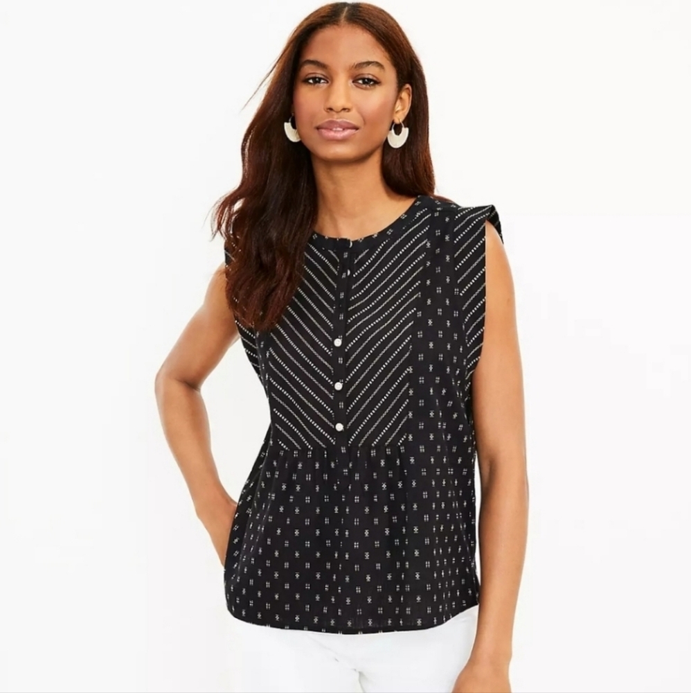LOFT Geo Bib Henley Top